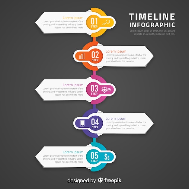 Plantilla de infografía moderna línea de tiempo colorida