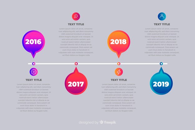 Plantilla de infografía moderna línea de tiempo colorida