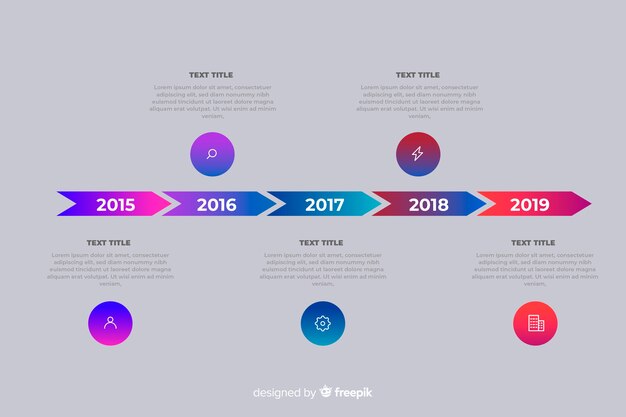 Plantilla de infografía moderna línea de tiempo colorida