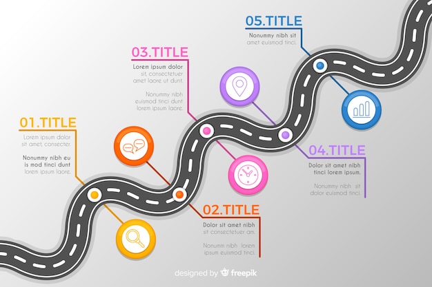 Plantilla de infografía moderna línea de tiempo colorida