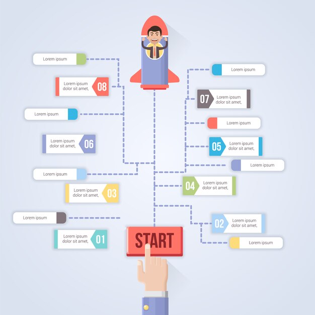 Plantilla de infografía de negocios con cohete