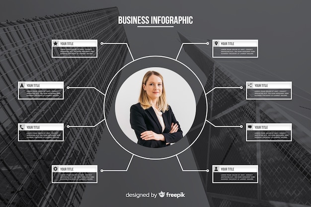 Vector gratuito plantilla de infografía de negocios con foto