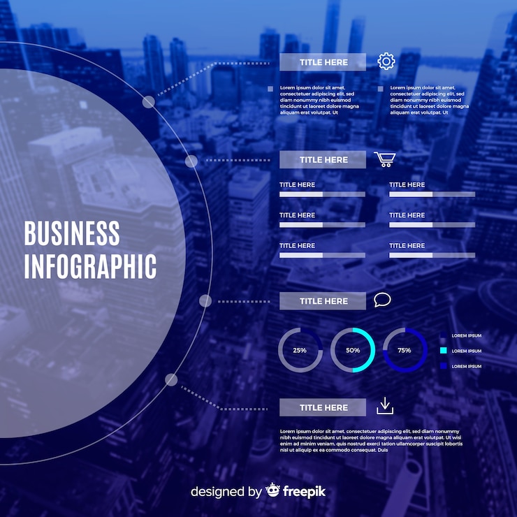 Vector gratuito plantilla de infografía para negocios con foto