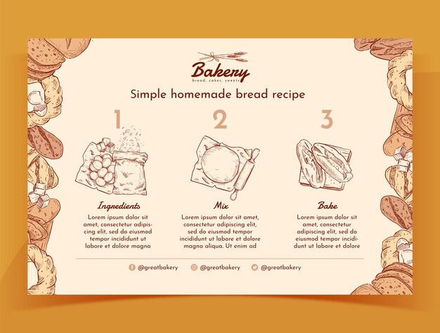 Plantilla de infografía de panadería de grabado