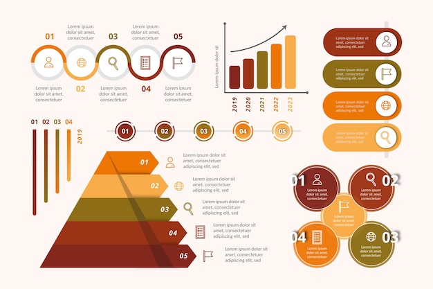 Vector gratuito plantilla de infografía plana color retro