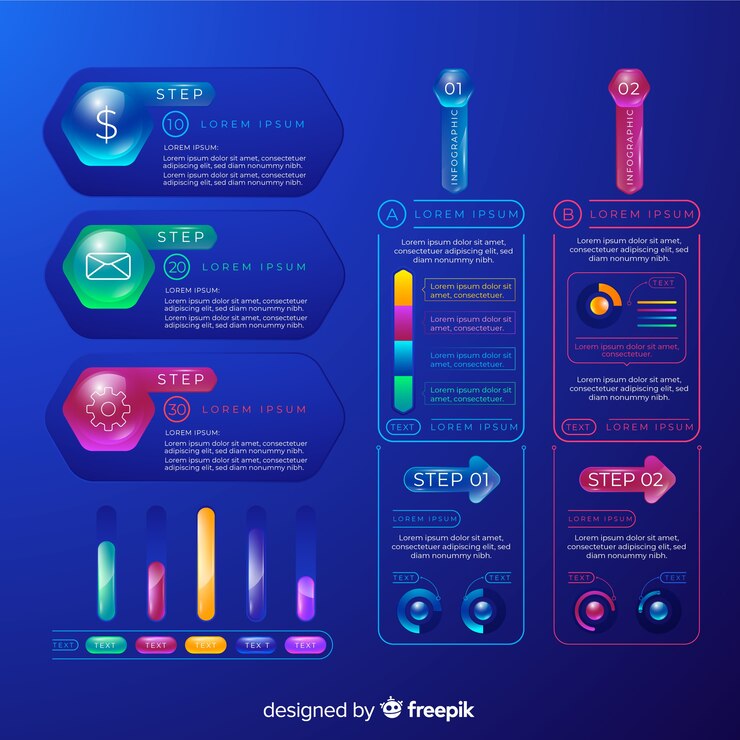 Vector gratuito plantilla de infografía de plástico brillante realista