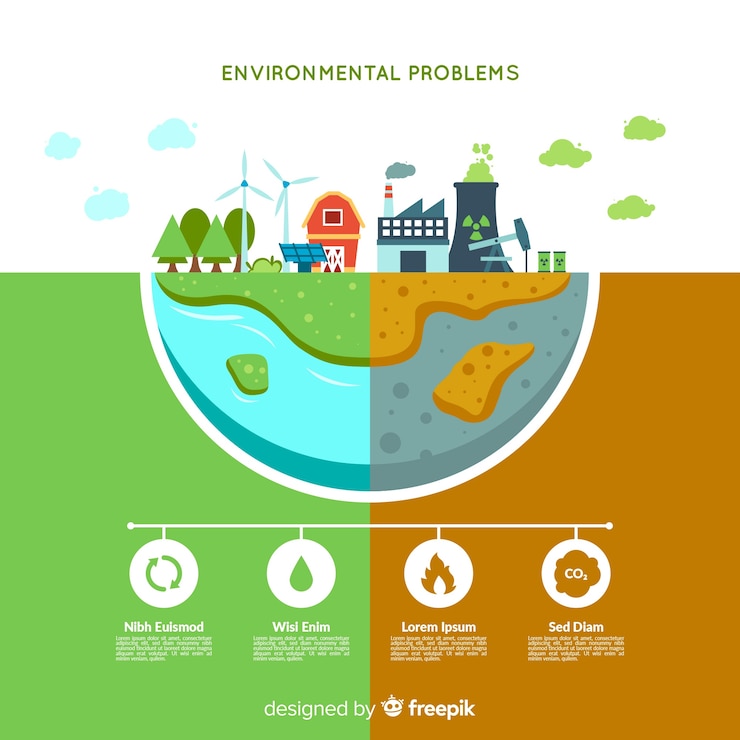 Vector gratuito plantilla de infografía problemas ambientales globales