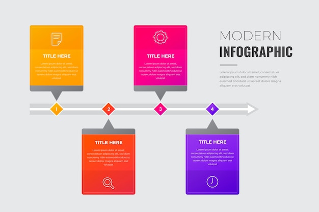 Plantilla de infografía de proceso de degradado