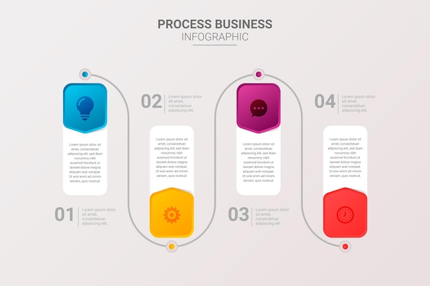 Plantilla de infografía de proceso de degradado