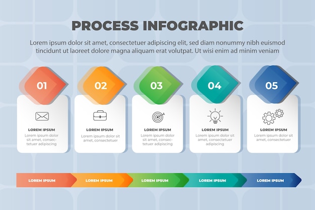 Vector gratuito plantilla de infografía de proceso de degradado