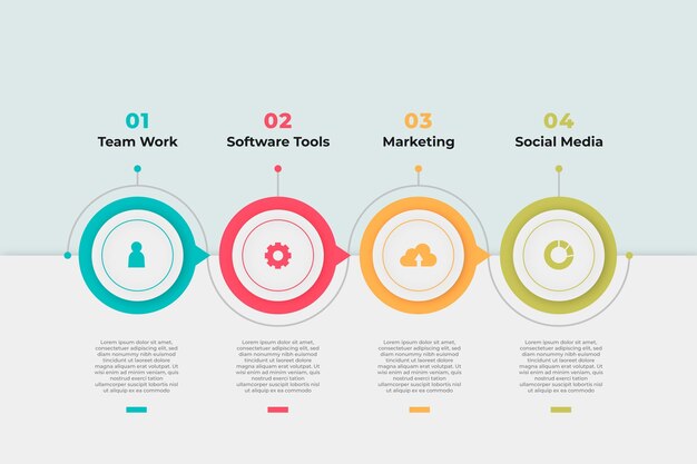 plantilla de infografía de proceso de gradiente