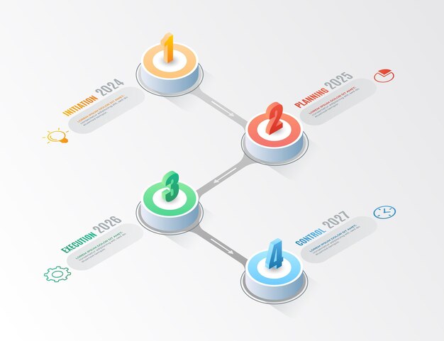 Vector gratuito plantilla de infografía de proceso isométrico