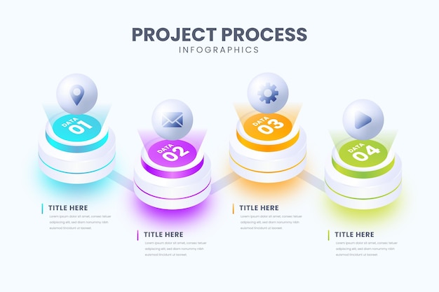 Plantilla de infografía de proceso isométrico