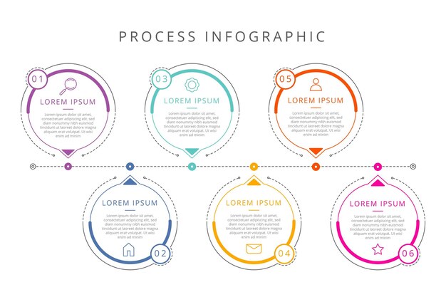 Plantilla de infografía de proceso plano lineal