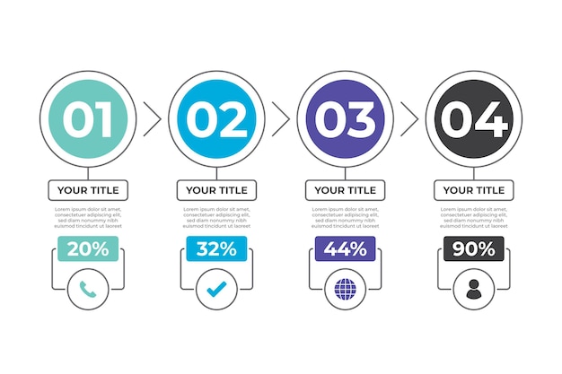 Plantilla de infografía de proceso plano