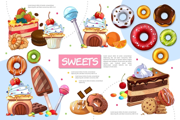 Plantilla de infografía de productos dulces planos