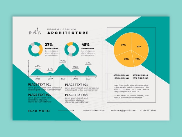 Vector gratuito plantilla de infografía de proyecto de arquitecto realista