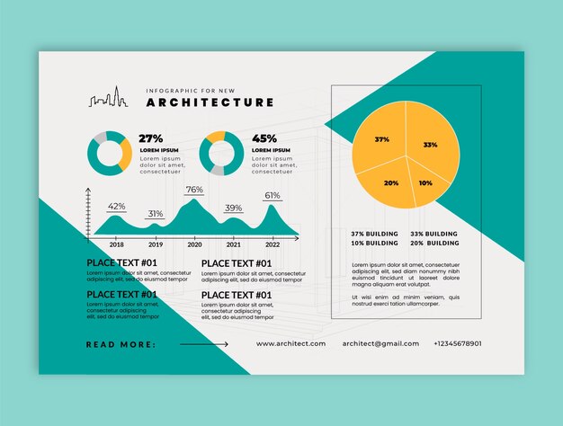 Plantilla de infografía de proyecto de arquitecto realista