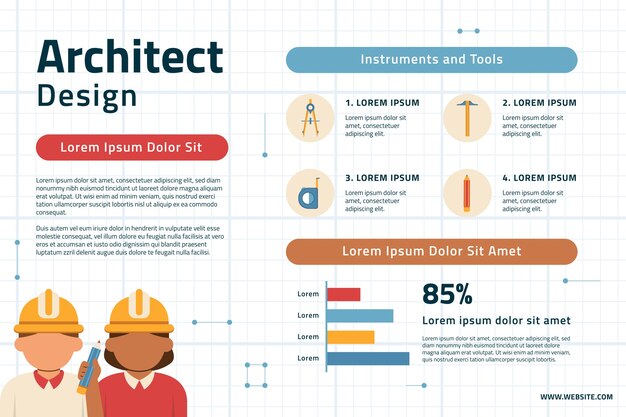 Plantilla de infografía de proyecto de arquitectura mínima