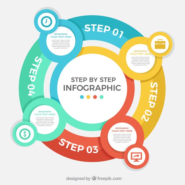 Plantilla de infografía redonda multicolor
