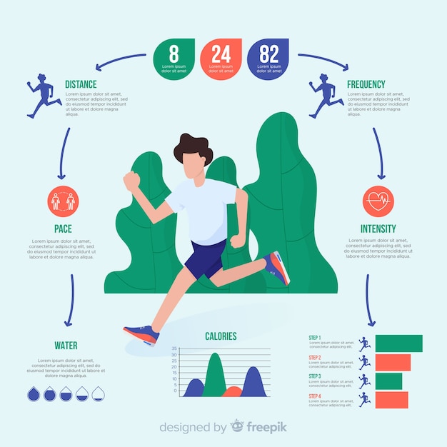 Vector gratuito plantilla de infografía de salud estilo plano