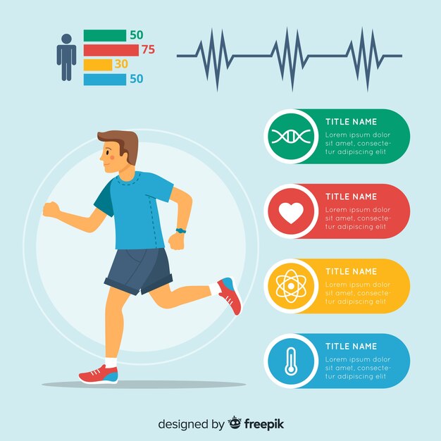 Plantilla de infografía de salud estilo plano