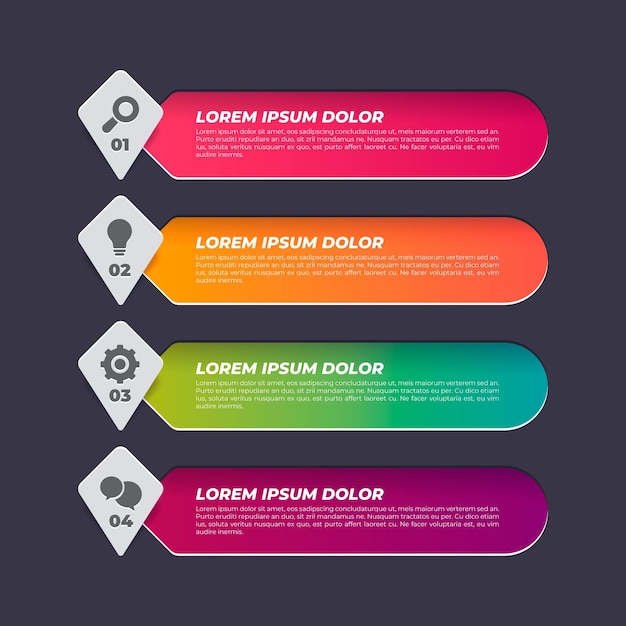 Plantilla de infografía de tabla de contenido de color degradado