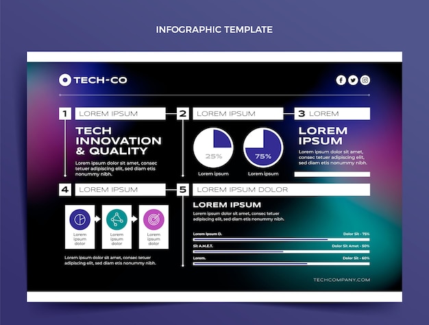 Plantilla de infografía de tecnología abstracta degradada