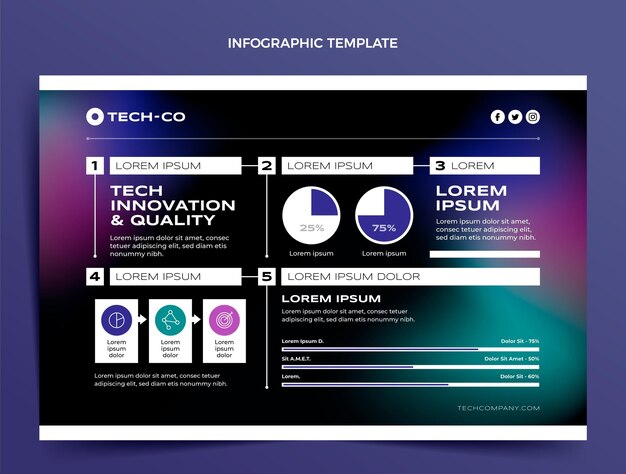 Plantilla de infografía de tecnología abstracta degradada