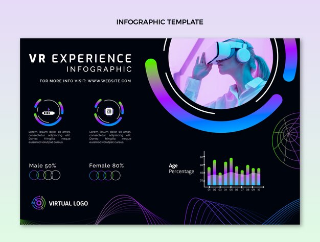 Plantilla de infografía de tecnología abstracta degradada