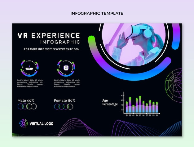 Plantilla de infografía de tecnología abstracta degradada