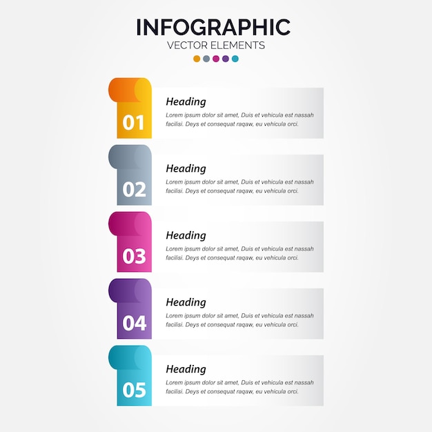 Plantilla de infografía vertical de negocios de presentación con 5 opciones