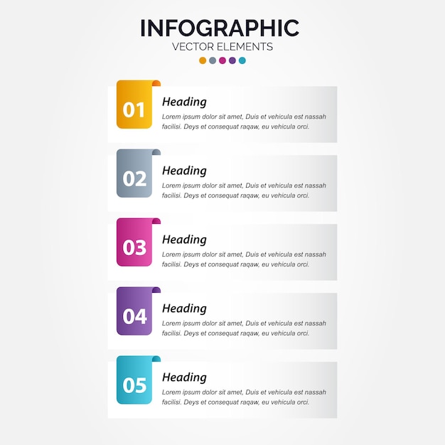 Plantilla de infografía vertical de negocios de presentación con 5 opciones