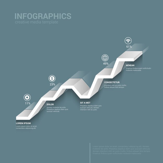 Plantilla de infografías de color monograma gráfico de líneas