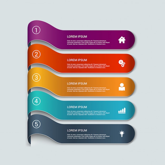 Plantilla de infografías de elementos de cinta multicolor.