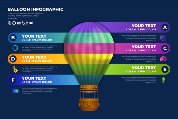 Plantilla de infografías de globos