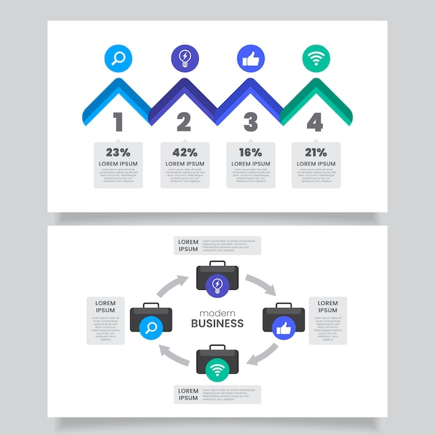 Plantilla de infografías de negocios de diseño plano