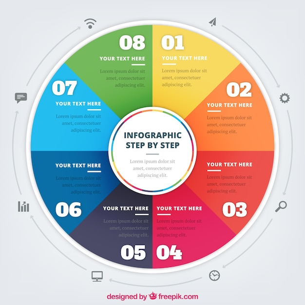 Vector gratuito plantilla infográfica colorida con estilo circular