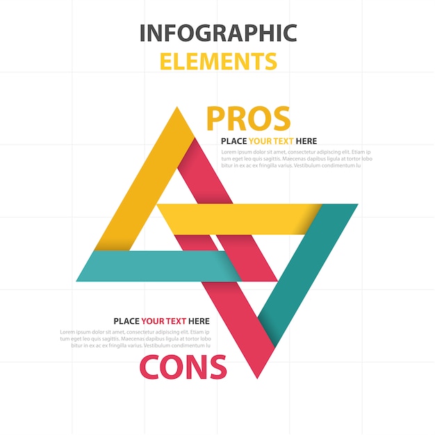 Vector gratuito plantilla infográfica colorida con pro y contra