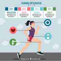 Vector gratuito plantilla infográfica de correr con elementos de colores