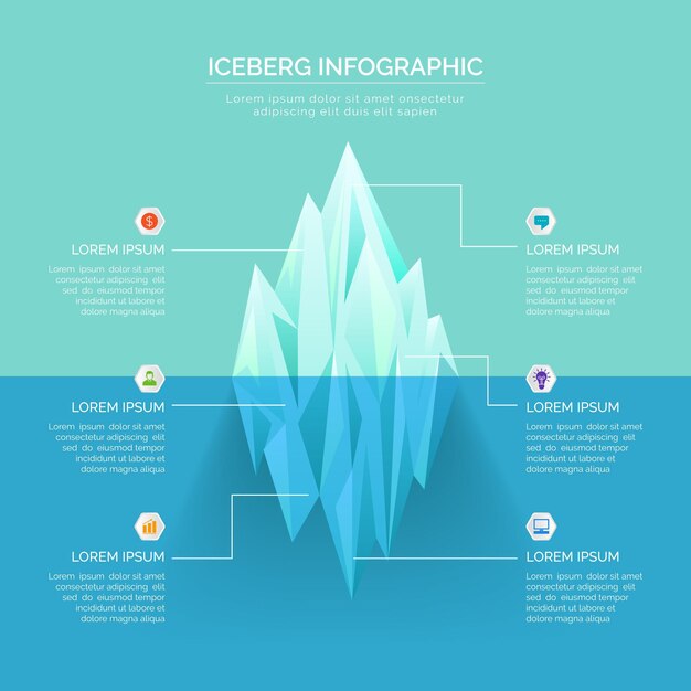 Plantilla infográfica de iceberg