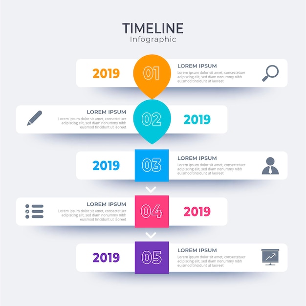 Plantilla infográfica de línea de tiempo plana