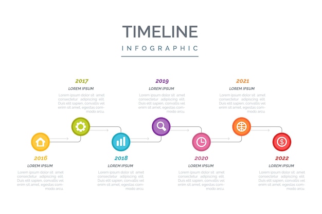 Plantilla infográfica de línea de tiempo plana