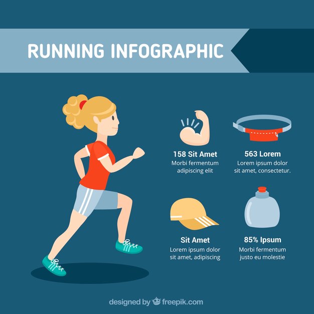 Plantilla infográfica de mujer entrenando