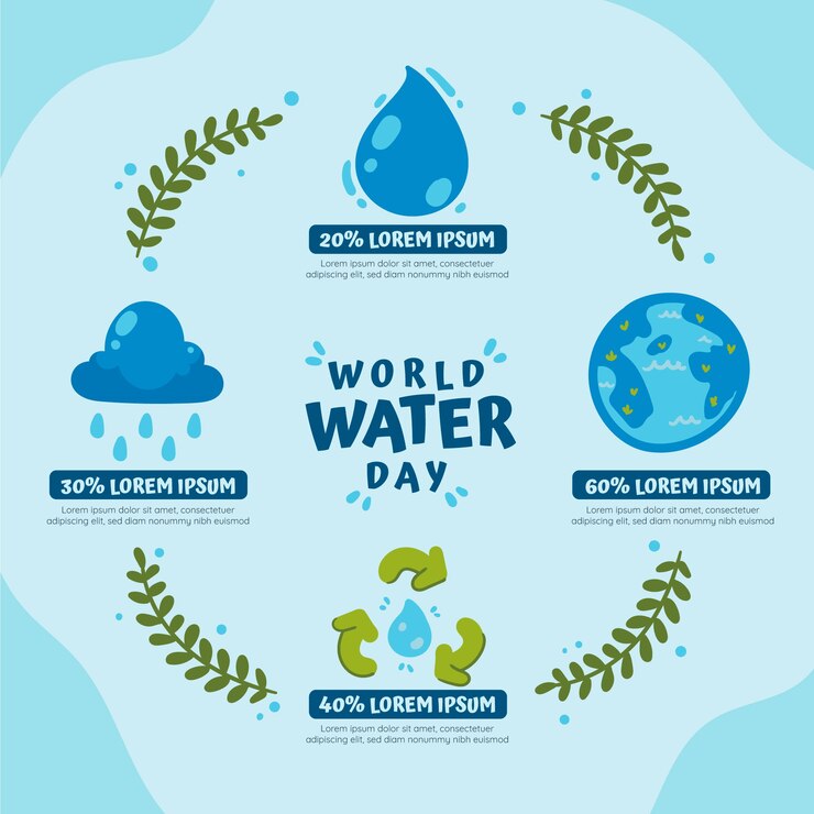 Vector gratuito plantilla infográfica plana del día mundial del agua