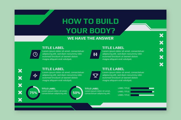 Plantilla infográfica plana de gimnasio y ejercicio