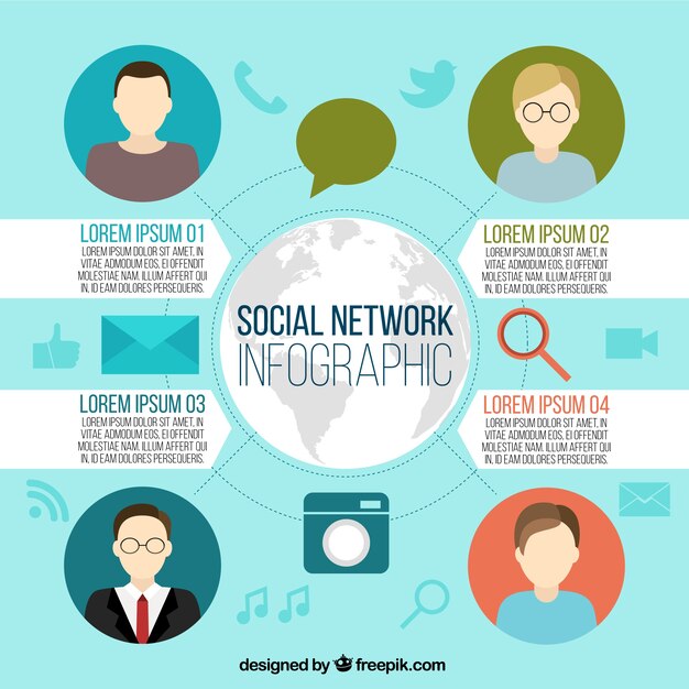 Plantilla infográfica de redes sociales con avatares