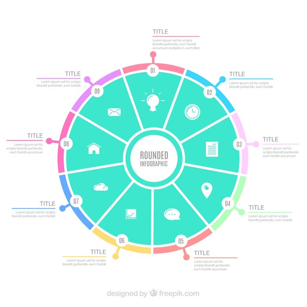 Plantilla infográfica redondeada en colores pastel