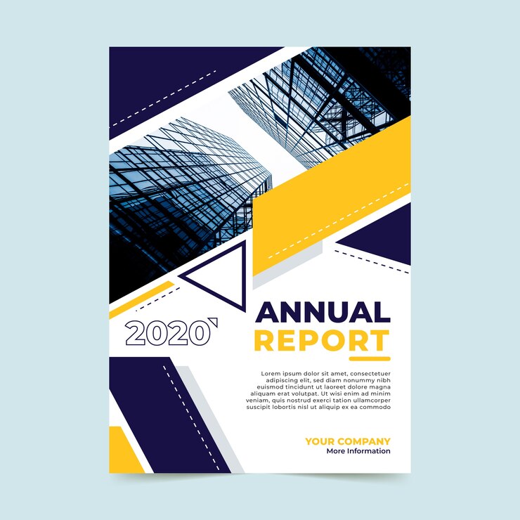 Vector gratuito plantilla de informe anual abstracto con imagen
