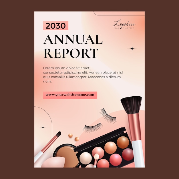 Plantilla de informe anual de artista de maquillaje realista